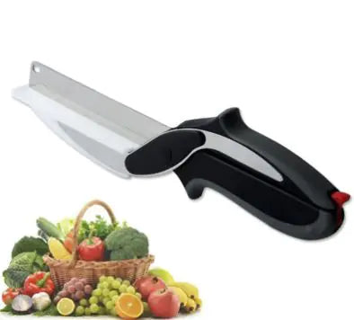 Stainless Steel Scissors & Cutting Board Knife 2-in-1