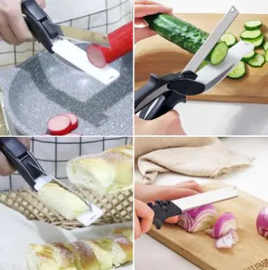 Stainless Steel Scissors & Cutting Board Knife 2-in-1